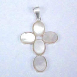 Pend. cross stone 6x8mm. MOP