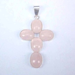 Pend. cross stone 6x8mm. Rose Quartz