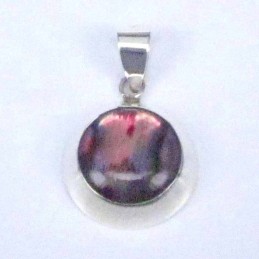 Pend. Round Stone 10mm. Rose Abalon