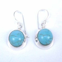 Ea Round stone 10mm. hook Turquoise