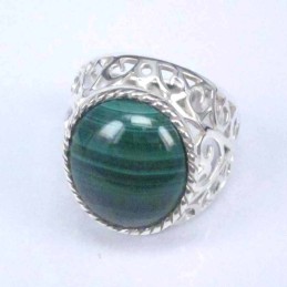 Ring cat.heart Stone 12mm. Malachite