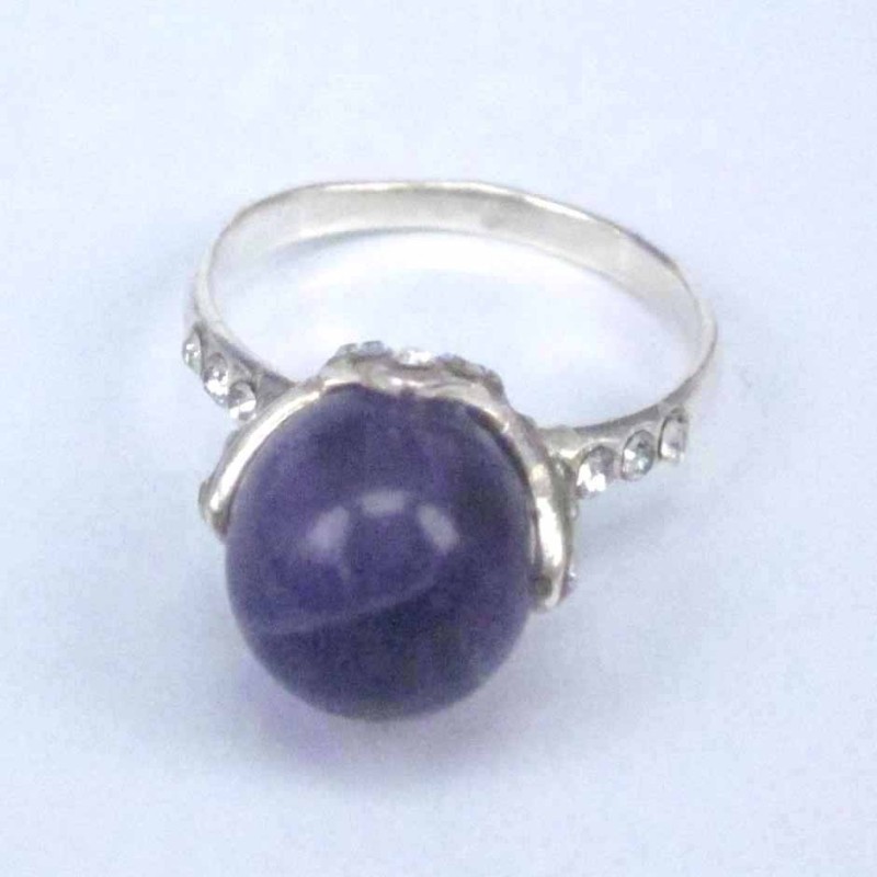 Ring Ball 10mm.+Crystal Ametisth