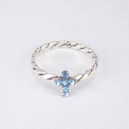 Ring with cross crystal Ligth Zafire color