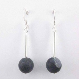 Ea tube with ball 10mm. Black Spider Agate Stone