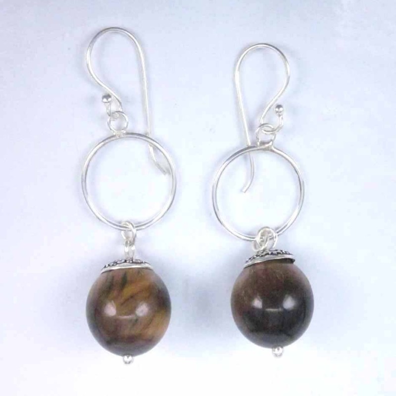 Ea Ball 12mm. with round plain Tiger Eye Stone