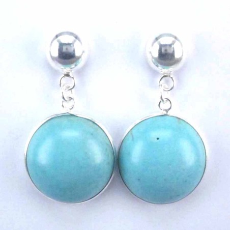 Ea Half Ball 8mm.with round 16mm. Turquoise Stone