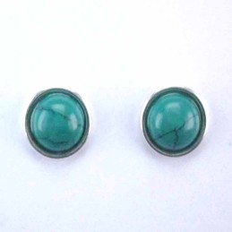 Earring Round 10mm. green Turquoise Color