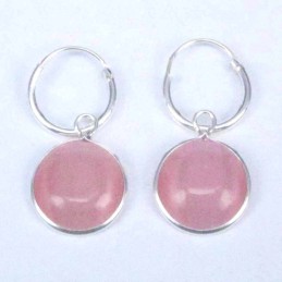 Earring Hoop 1.2X10mm.+Round 10mm. Cat Eye Rose Co