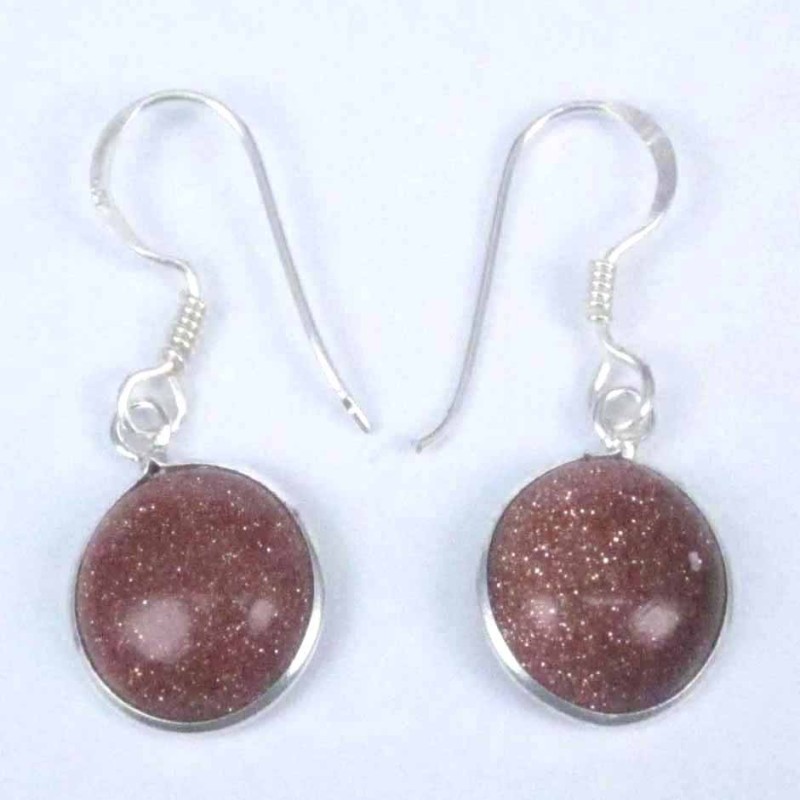 Earring Round 10mm. Golg Sun Stone Hoop