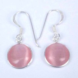 Earring Round 10mm. Cat Eye Rose Color Hoop
