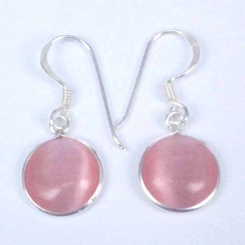 Earring Round 10mm. Cat Eye Rose Color Hoop