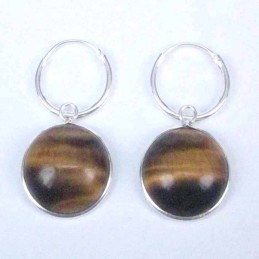 Earring Hoop 1.2X12mm.+Round 12mm. Tiger Eye Sto