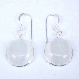 Earring Round 14mm. Cat Eye White Stone Hoop