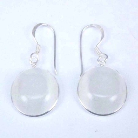 Earring Round 14mm. Cat Eye White Stone Hoop