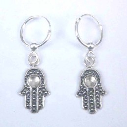 Earrings Hand With Stone Hoop