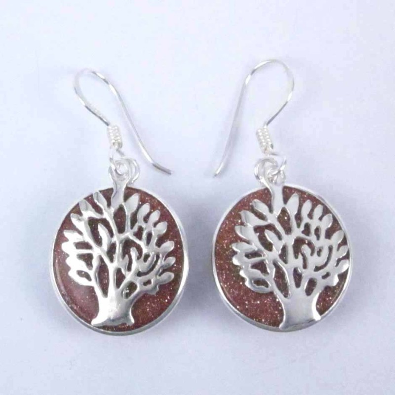 Earring Round Sun Stone