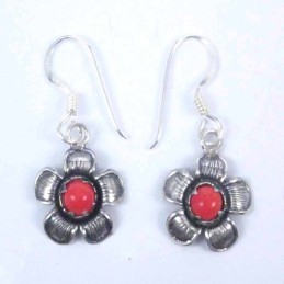 Earring Flower Hook Coral
