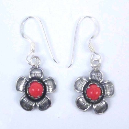 Earring Flower Hook Coral