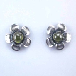 Earring Flower Olivine Stone Color