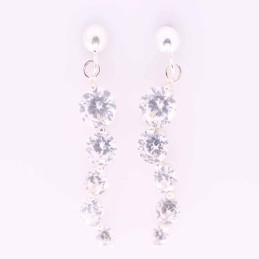 Earring long 5 Stones C.Z. White Color