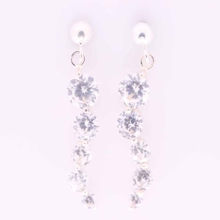 Earring long 5 Stones C.Z. White Color