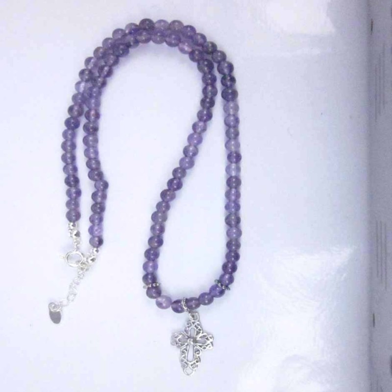 Necklace Ball Rosary Ametisth Stone