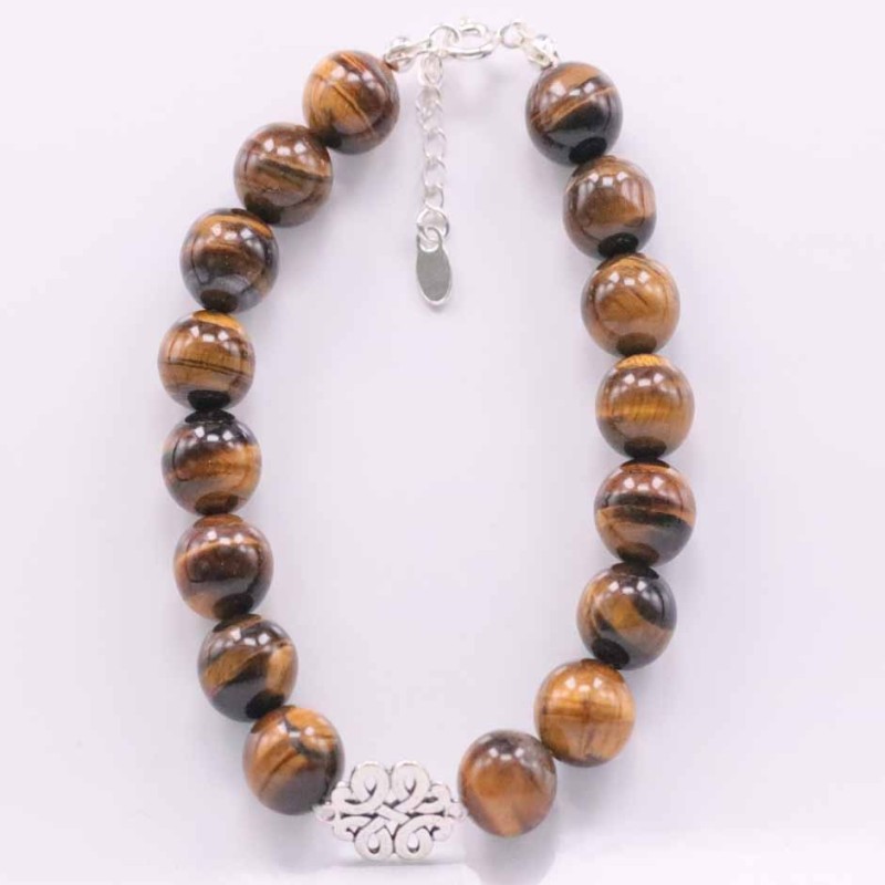 Bracelet Ball 10mm. Tiger Eye Stone