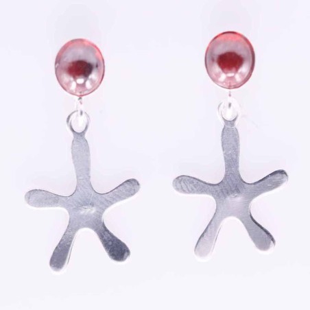 Earring Flower with Red Stone