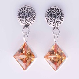 Earring Round 8mm. with Circonia 8x8mm.