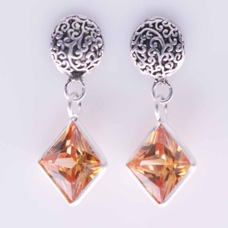 Earring Round 8mm. with Circonia 8x8mm.