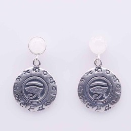 Earring Round 6mm.+14mm.Moon Stone Color