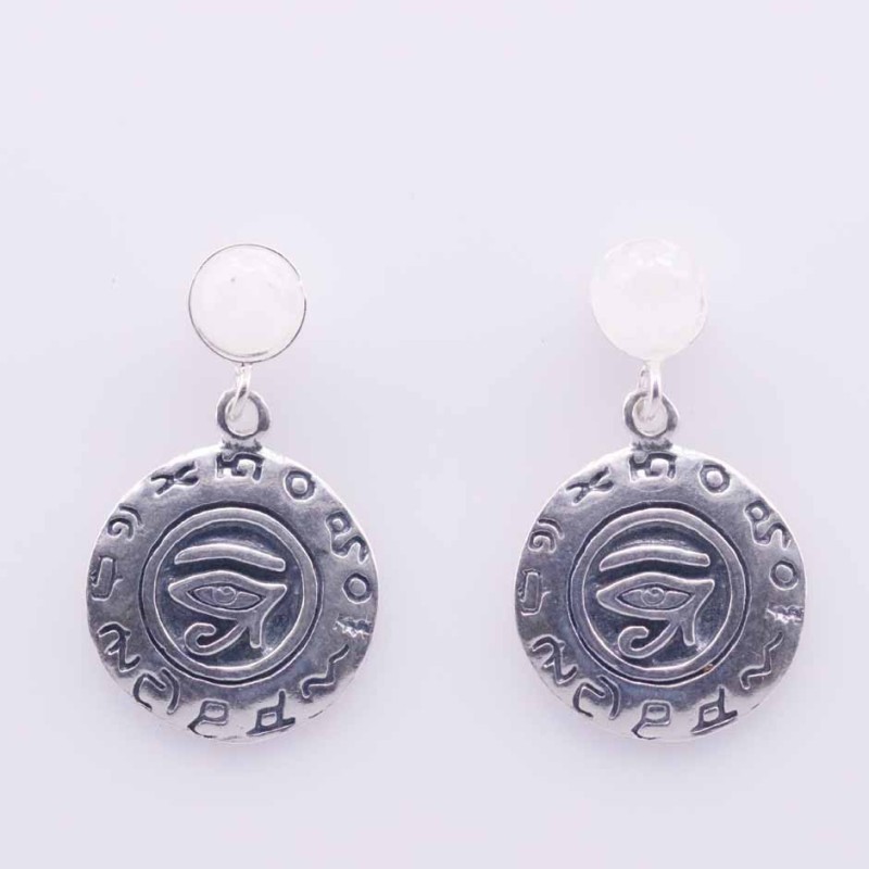 Earring Round 6mm.+14mm.Moon Stone Color