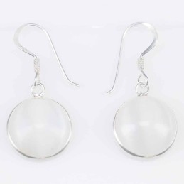 Earring Round 13mm. Cat Eye white Color