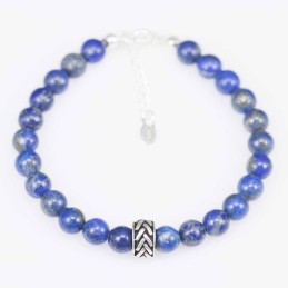 Bracelet Ball 6mm. with Plain 8mm. Lapis Stone