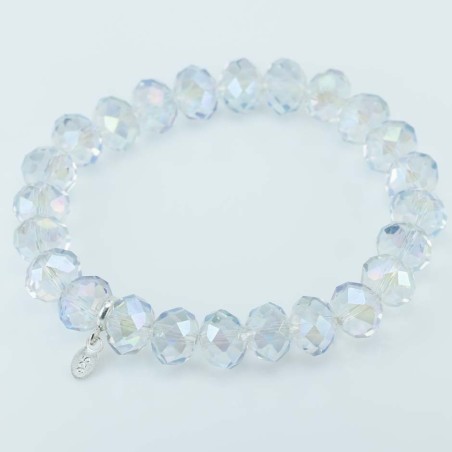 Bracelet ball 10mm. faceted Crystal Rainbow Color