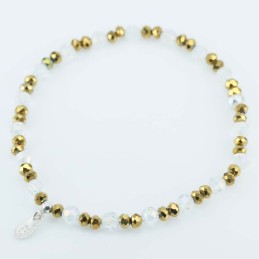 Bracelet ball 3-4mm. faceted Crystal golden Color