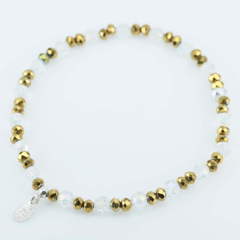 Bracelet ball 3-4mm. faceted Crystal golden Color