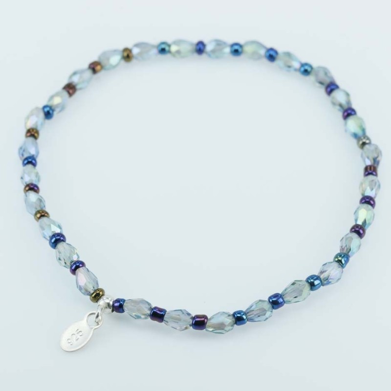 Bracelet ball 3-4mm. faceted Crystal green Color