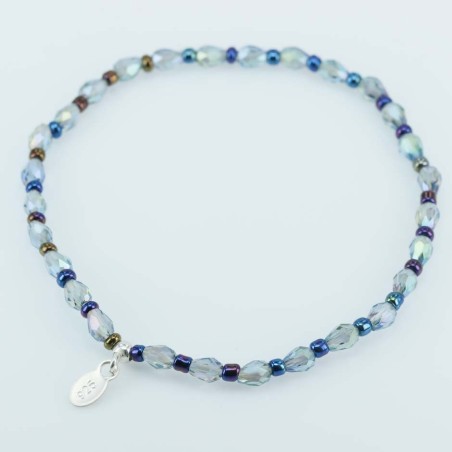 Bracelet ball 3-4mm. faceted Crystal green Color