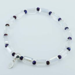 Bracelet ball 3-4mm. faceted Crystal Purple Color