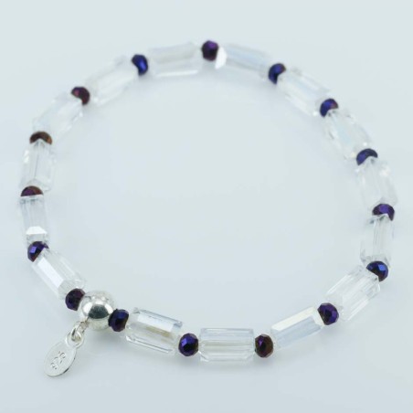 Bracelet ball 3-4mm. faceted Crystal Purple Color