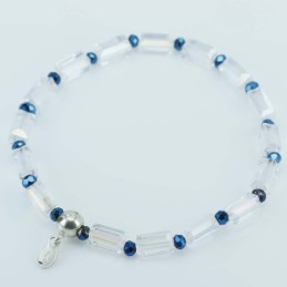 Bracelet ball 3-4mm. faceted Crystal Blue Color