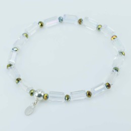 Bracelet ball 3-4mm. faceted Crystal Green Color
