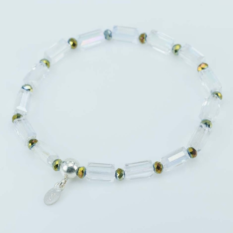 Bracelet ball 3-4mm. faceted Crystal Green Color