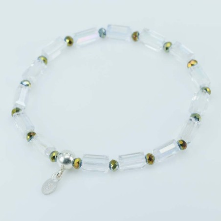 Bracelet ball 3-4mm. faceted Crystal Green Color
