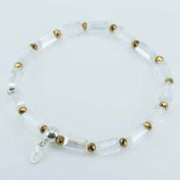 Bracelet ball 3-4mm. faceted Crystal Gold Color