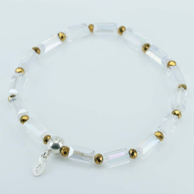 Bracelet ball 3-4mm. faceted Crystal Gold Color
