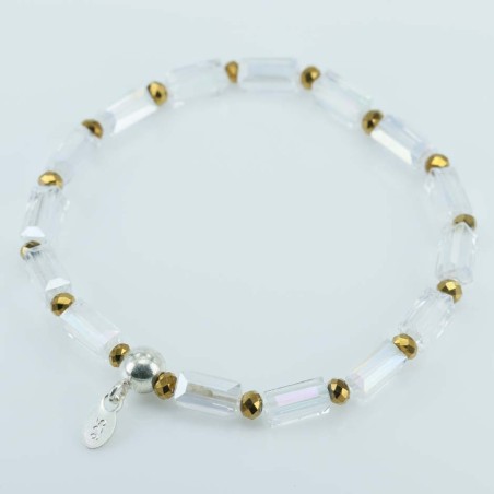 Bracelet ball 3-4mm. faceted Crystal Gold Color