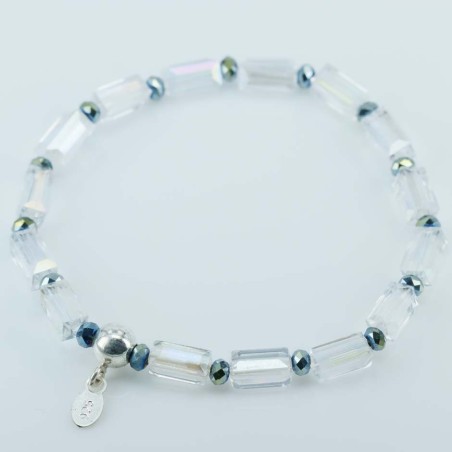 Bracelet ball 3-4mm. faceted Crystal Green Color