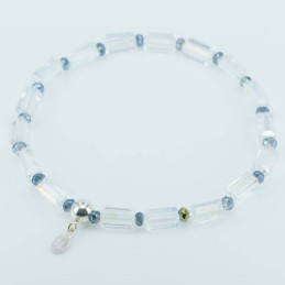 Bracelet ball 3-4mm. faceted Crystal blue Color